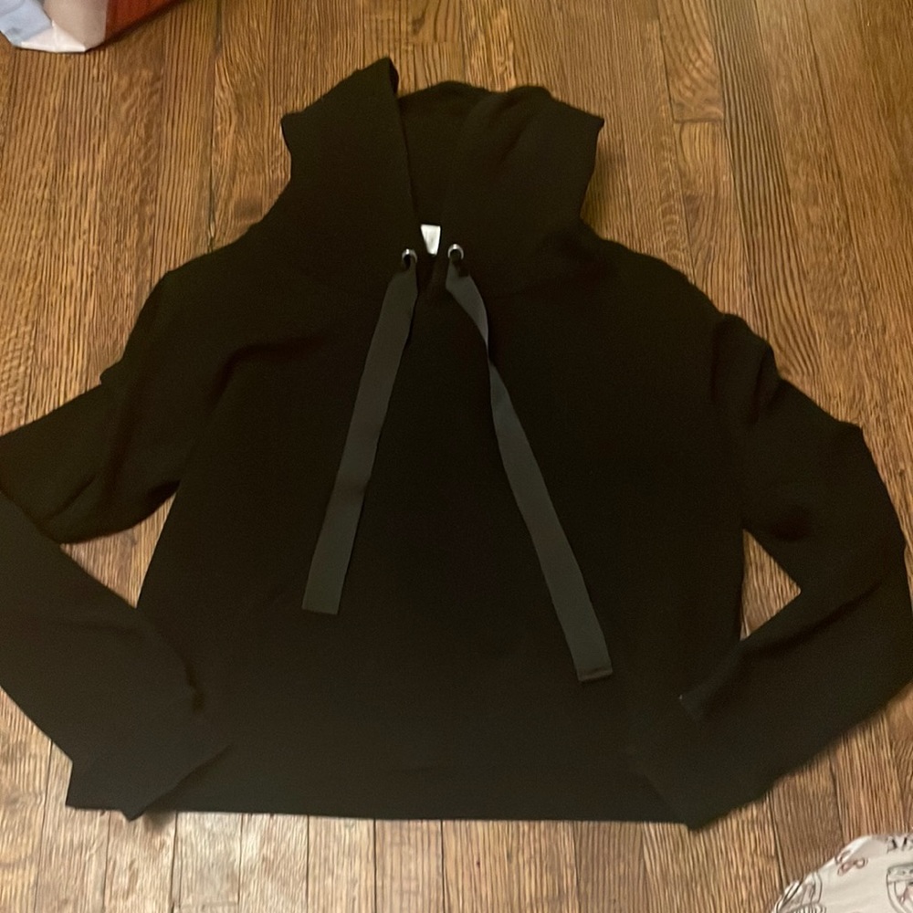 Queen of Hearts Black Cropped Hoodie with Ribbon Draw String